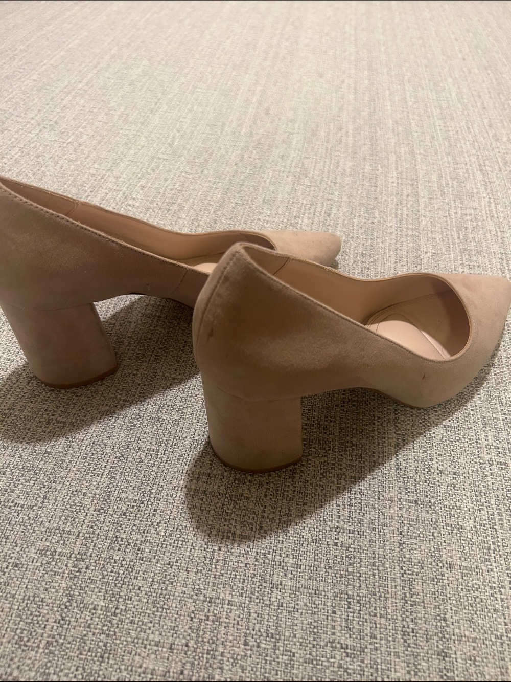 Kelly & Katie Nude Blush Suede Block Heels